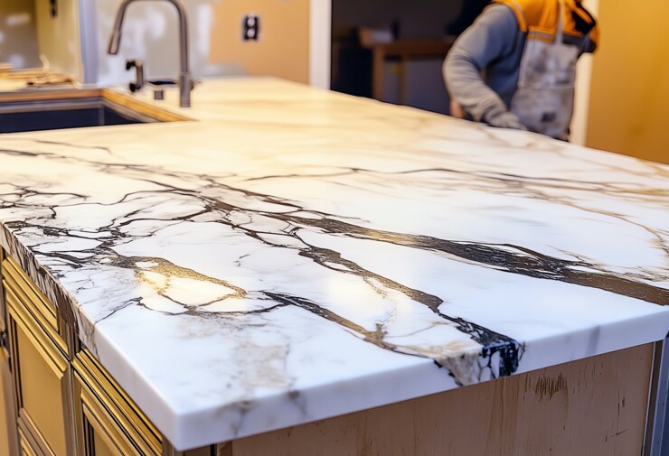 Plan de travail en carrelage XXL